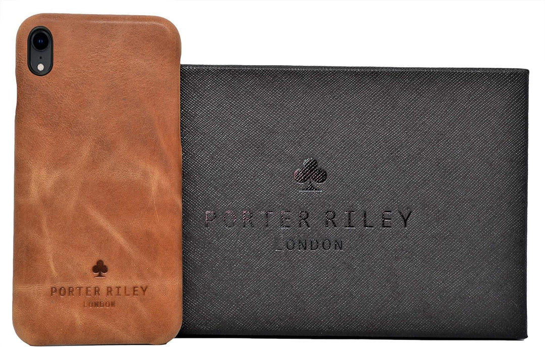 Porter Riley - Lederhülle für iPhone XR. Premium Ultra Dünn Echtleder Cover/Ledertasche/Backcover ko