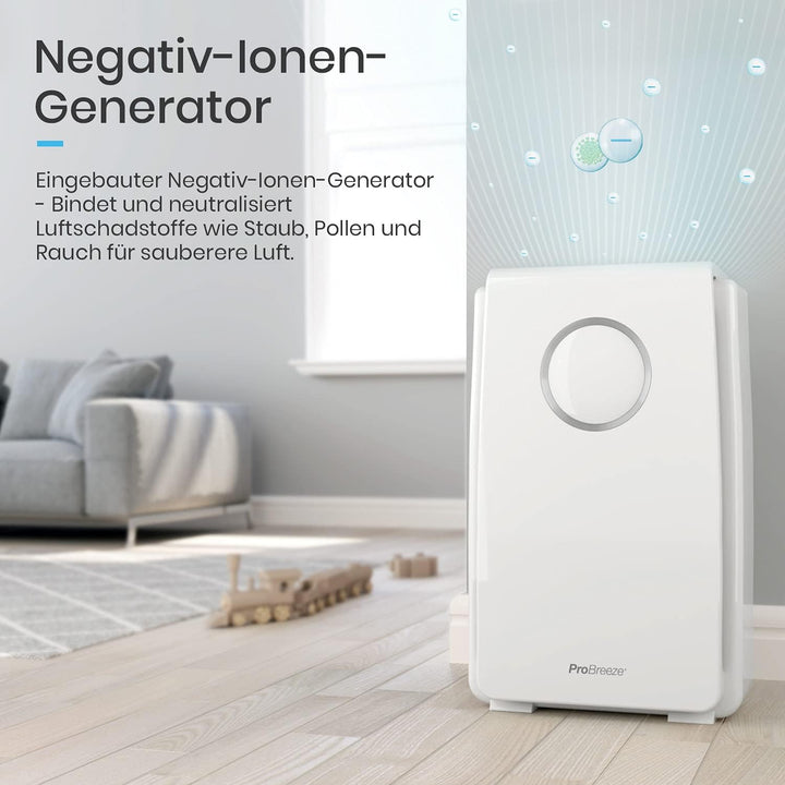 Luftreiniger von Pro Breeze mit True HEPA Luftfilter für Allergiker, Air Purifier für bis zu 40m², C