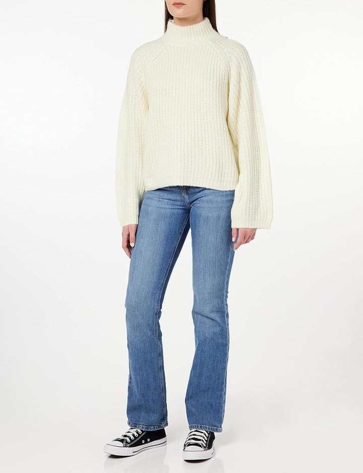 PIECES Long Sleeve high Neck Knit XS Cloud Dancer, XS Cloud Dancer