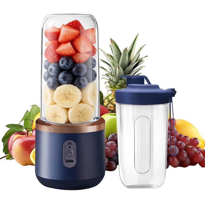 Tragbarer Mixer, 400ml Smoothie Maker, Portable Blender mit Ersatzbecher, Smoothie Blender mit 6-Kli