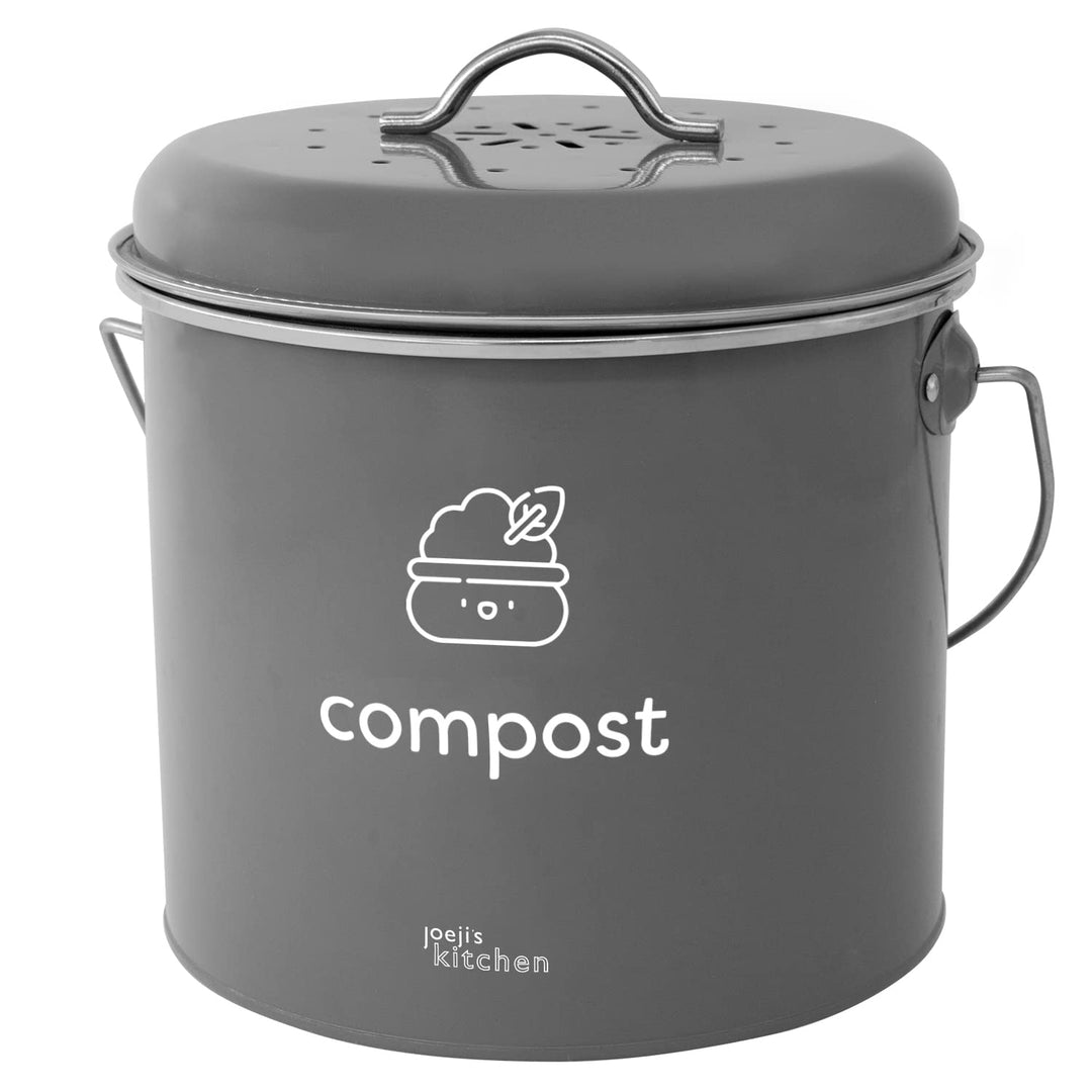 joeji's Kitchen 3,5L gross Biomülleimer für die Küche - Metall Kompost Küchenkomposteimer mit Deckel