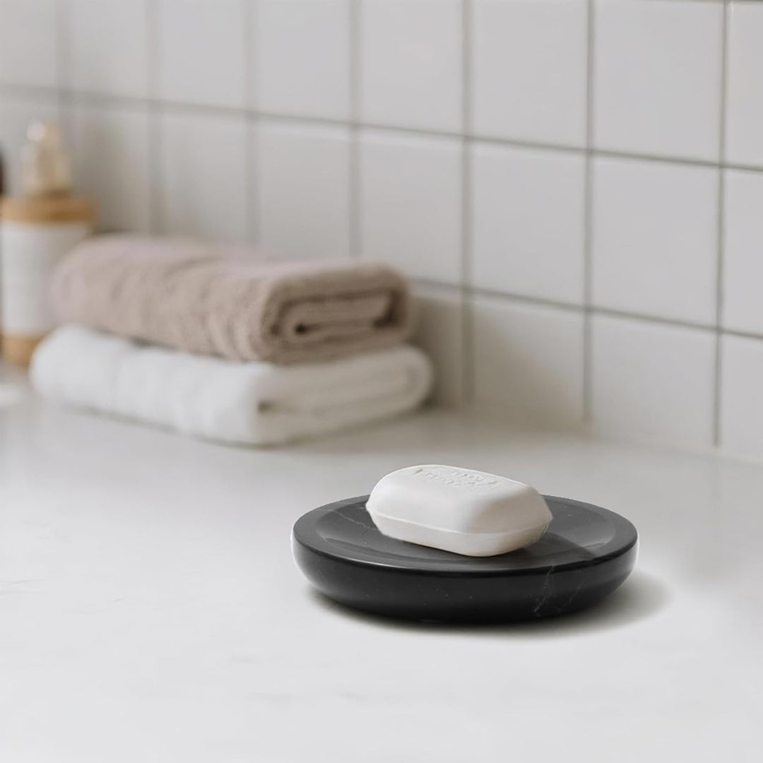 WORHE Seifenschale echter natürlicher Marmorhalter für Badezimmer, Badewanne, Dusche, Küchenspüle, H
