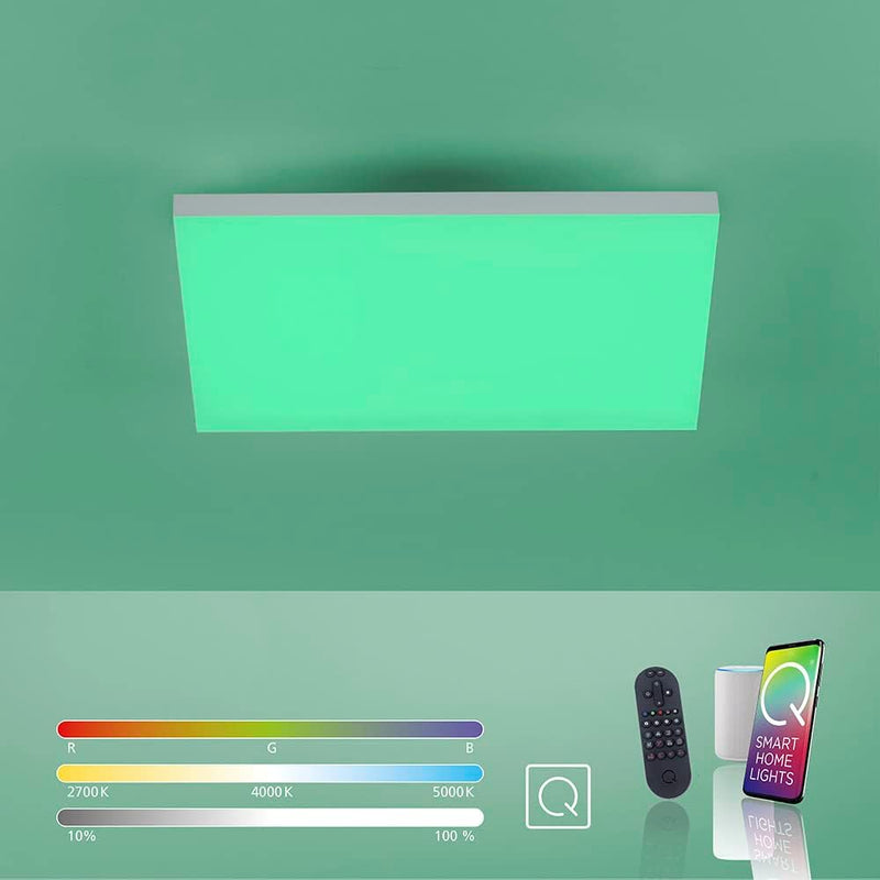 Q-Frameless, rahmenloses LED Panel, 45x45 | Smart-Home Decken-Lampe mit RGB-Farbwechsel | dimmbare D