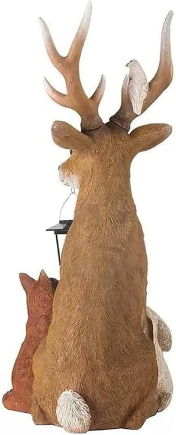YeahBoom Weihnachtsdeko Hirsch Mit LED Laterne,Weihnachtsdeko Aussen Figuren,Gartenfigur REH,Gartend