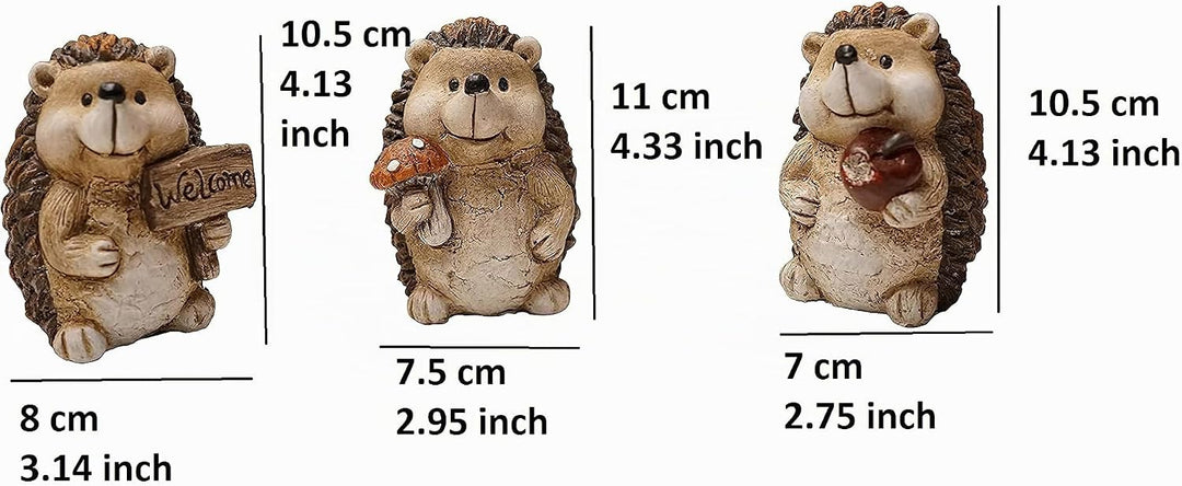 khevga Deko-Figuren Herbstfiguren aus Terracotta Igel Polyresin 3er Set 4er Set (3), 3