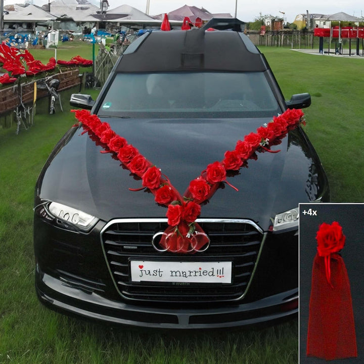 Rosen Girlande Braut Paar Rose Deko Dekoration Autoschmuck Hochzeit Car Auto Wedding ®Auto-schmuck D