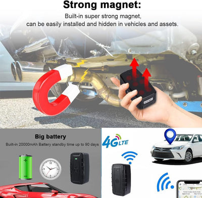 GPS-Ortungsgerät 4G, 20000mAh Langzeit magnetischer GPS-Sender für Auto, Flotte, LKW IP67 Wasserdich