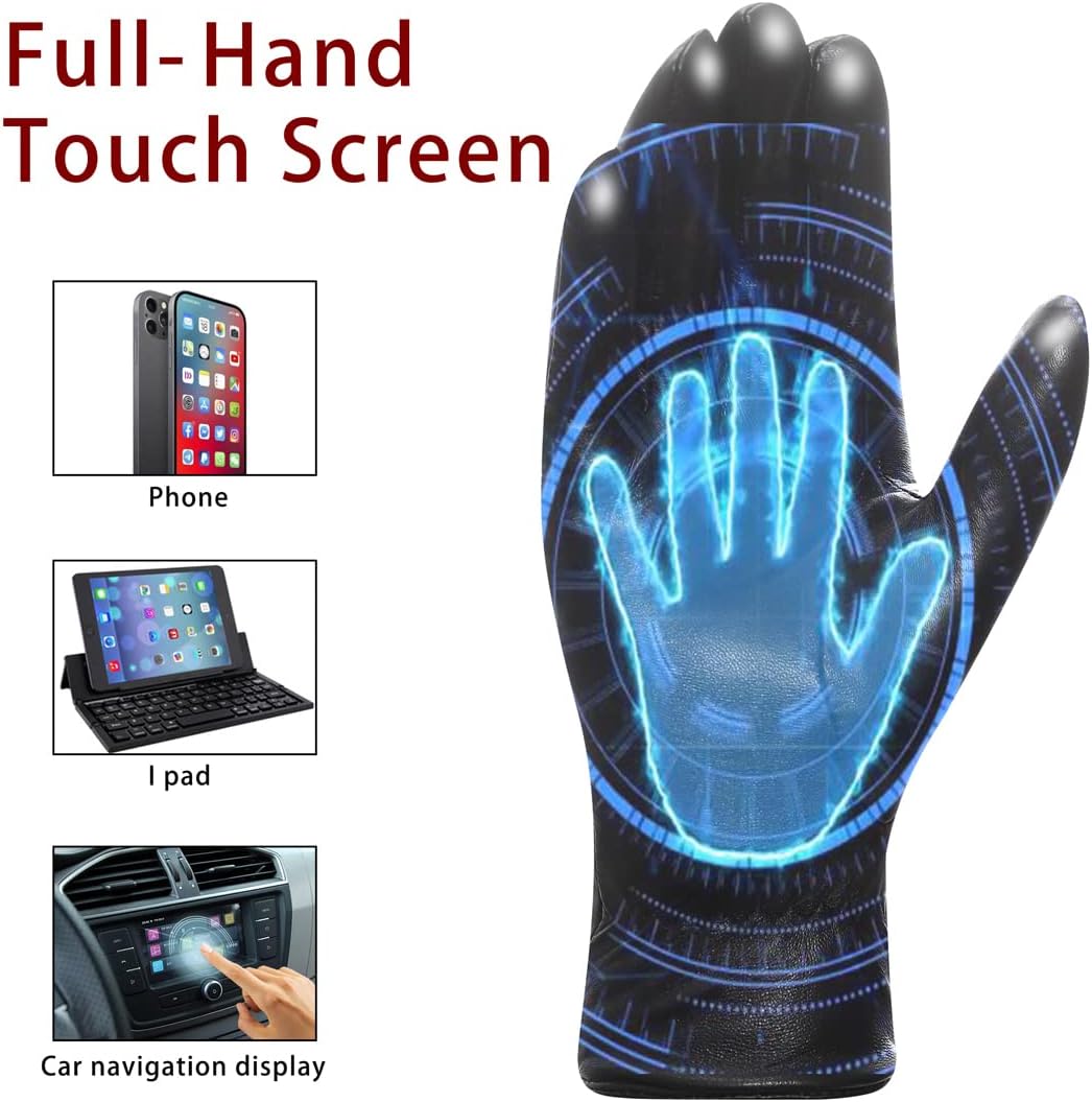 Harssidanzar Lederhandschuhe für Damen, Winter Warm Fleecefutter Touchscreen Vintage Finished GL018E