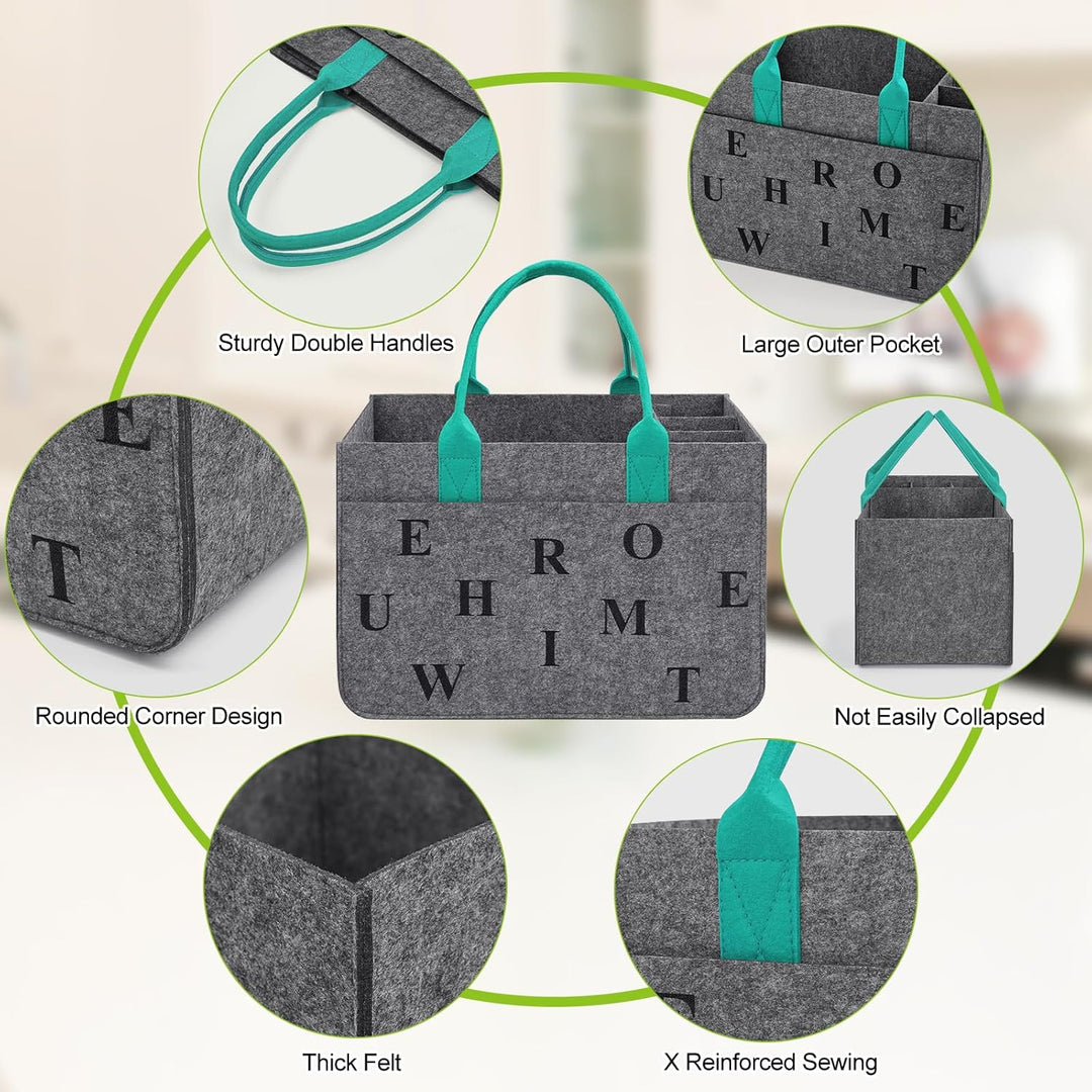 Filz Einkaufskörbe Filztasche Einkaufstasche mit Fächern, Filztasche Gross 30L Faltbar Robust Flasch