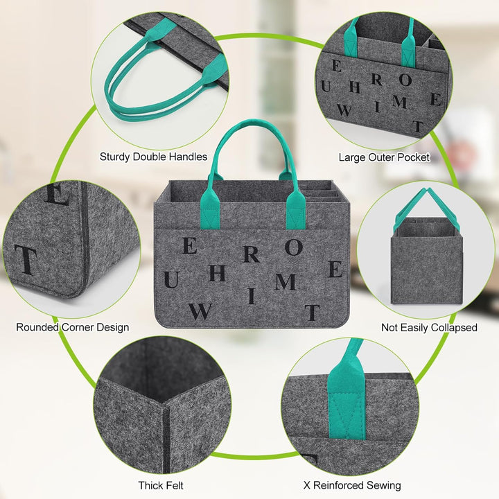 Filz Einkaufskörbe Filztasche Einkaufstasche mit Fächern, Filztasche Gross 30L Faltbar Robust Flasch