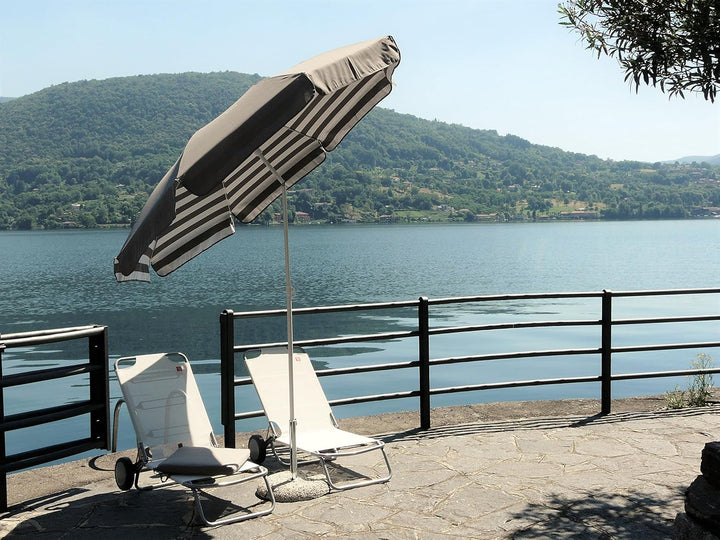 Maffei Art 181 Sonnenschirm rund, cm 200, Baumwolle duplex. Made in Italy. Farbe Taupe/gestreift tau