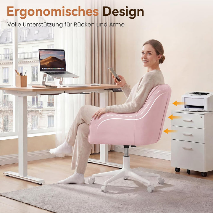 YOUDENOVA Schreibtischstuhl, Drehstuhl mit Rollen, Schminkstuhl Höhenverstellbar, Homeoffice Stuhl,