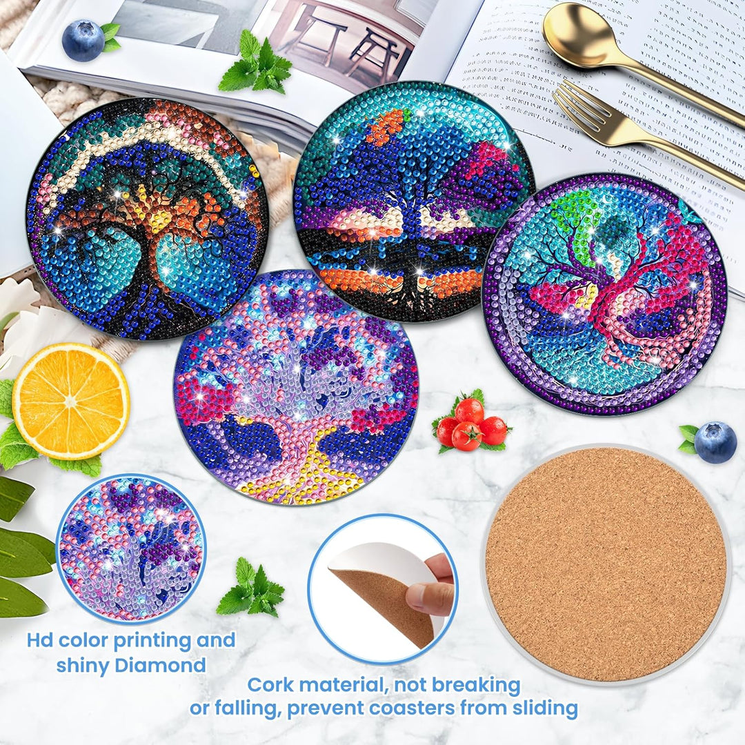 8 STK Diamond Painting Untersetzer mit Halter, Diamond Painting Tree of Life, Diamant Painting Bilde