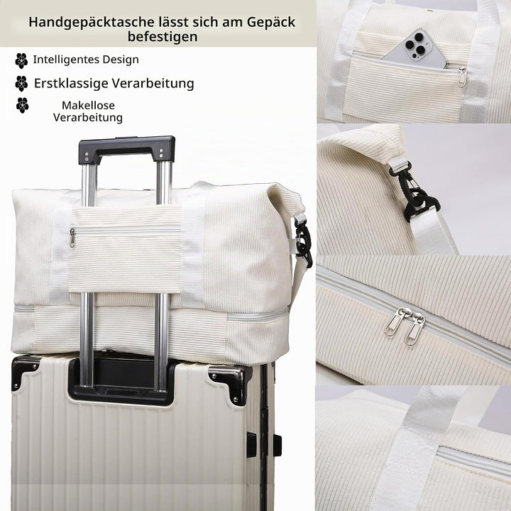 Sporttasche Reisetasche Damen, 35L Weekender Travel Duffle Bag mit 2 schuhbeuteln, Schuhfach &amp; Nassf