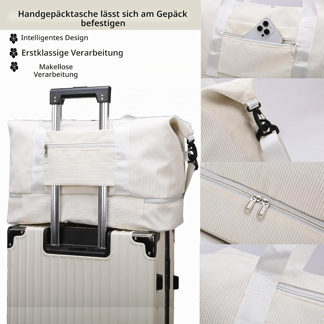 Sporttasche Reisetasche Damen, 35L Weekender Travel Duffle Bag mit 2 schuhbeuteln, Schuhfach &amp; Nassf