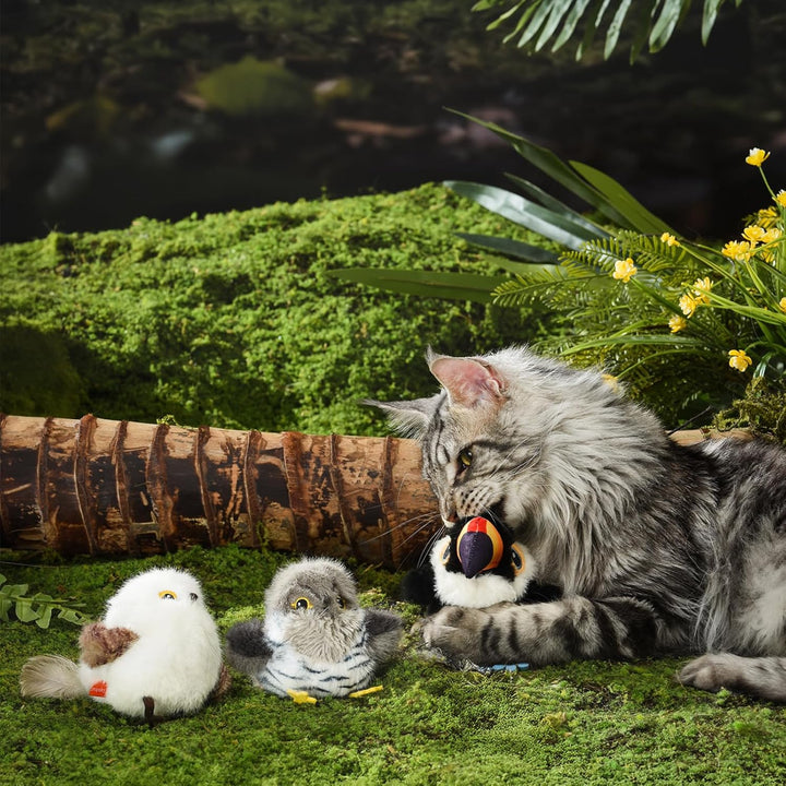 Auveach Katzenspielzeug Vogel Interaktives Zwitscherndes Elektrisch Fliegender Vogel Katzenspielzeug