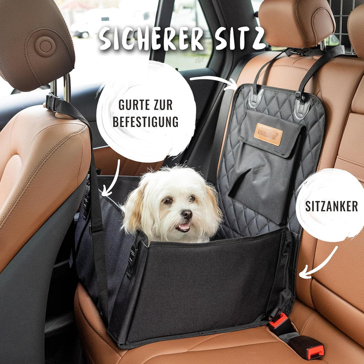 Rudelkönig Autositz für Hunde - Wasserabweisender Hundesitz für Auto Rückbank - Hundekorb für kleine