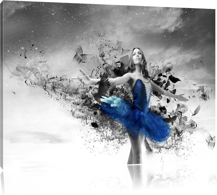 schöne Ballerina schwarz/weiss Format: 100x70 auf Leinwand, XXL riesige Bilder fertig gerahmt mit Ke