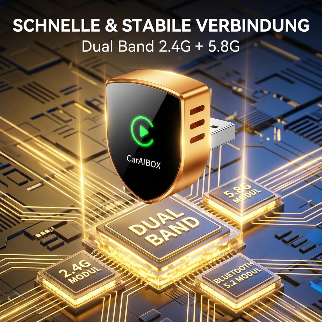 2026 2-in-1 Wireless CarPlay & Android Auto Adapter, Schild-Metallgehäuse, Ultraschneller WiFi 6 Don
