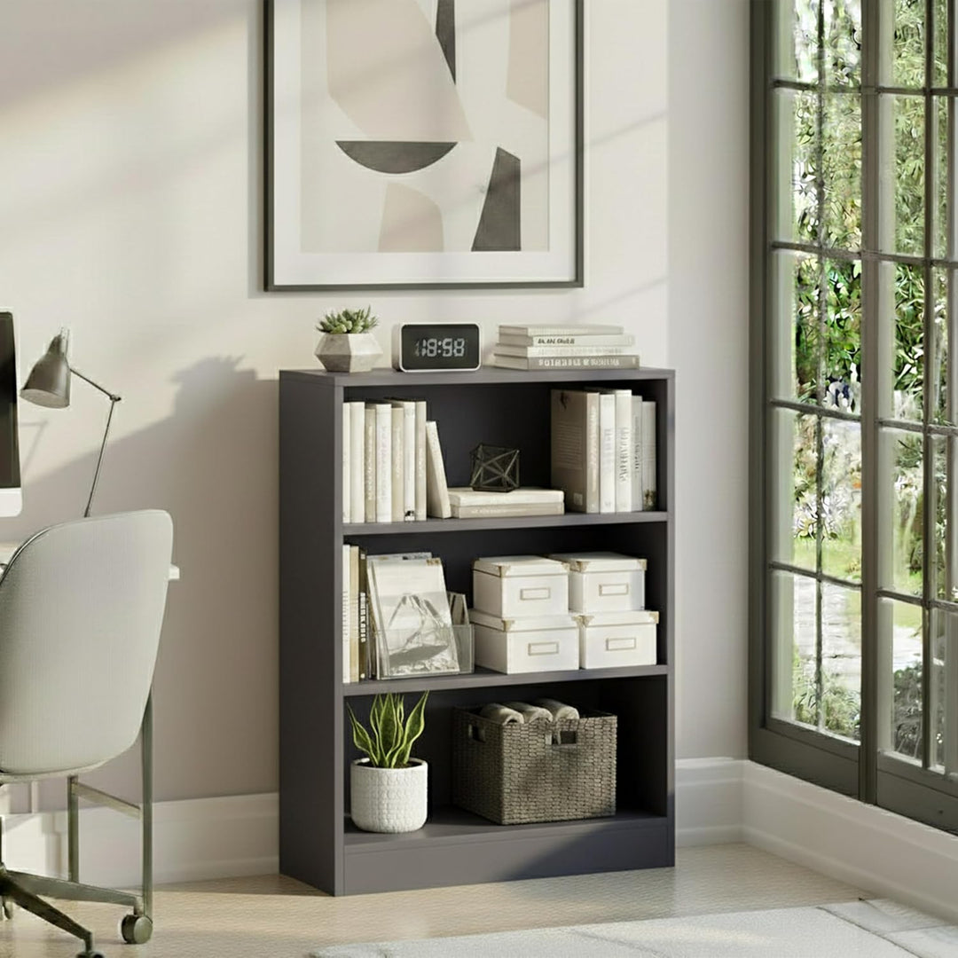 Vida Designs Cambridge Bücherregal, Holz, Grau, 3 Etagen niedrig Grau 3 Etagen niedrig, Grau 3 Etage