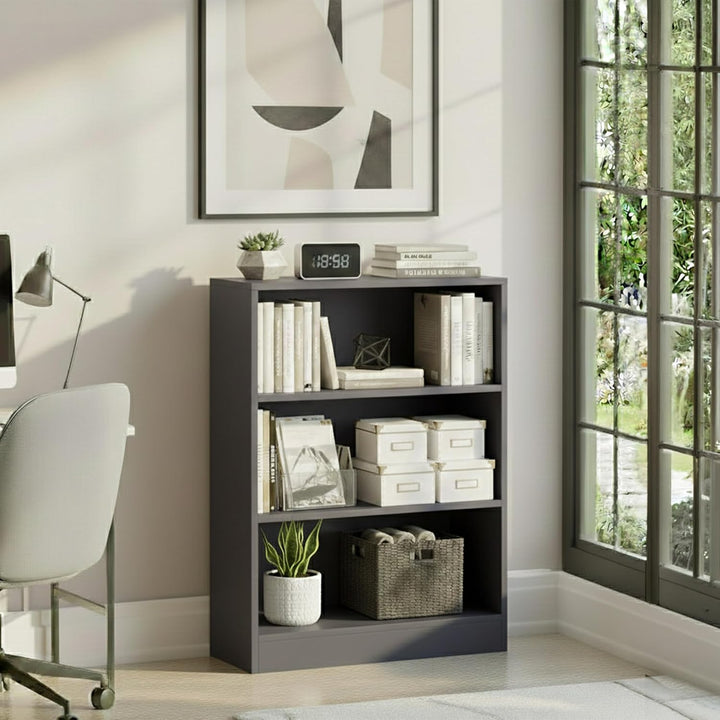 Vida Designs Cambridge Bücherregal, Holz, Grau, 3 Etagen niedrig Grau 3 Etagen niedrig, Grau 3 Etage