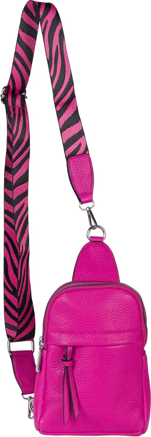 styleBREAKER Damen One Shoulder Rucksack, gemusterter Schultergurt, Einfarbige Crossbody Bag, Cityru