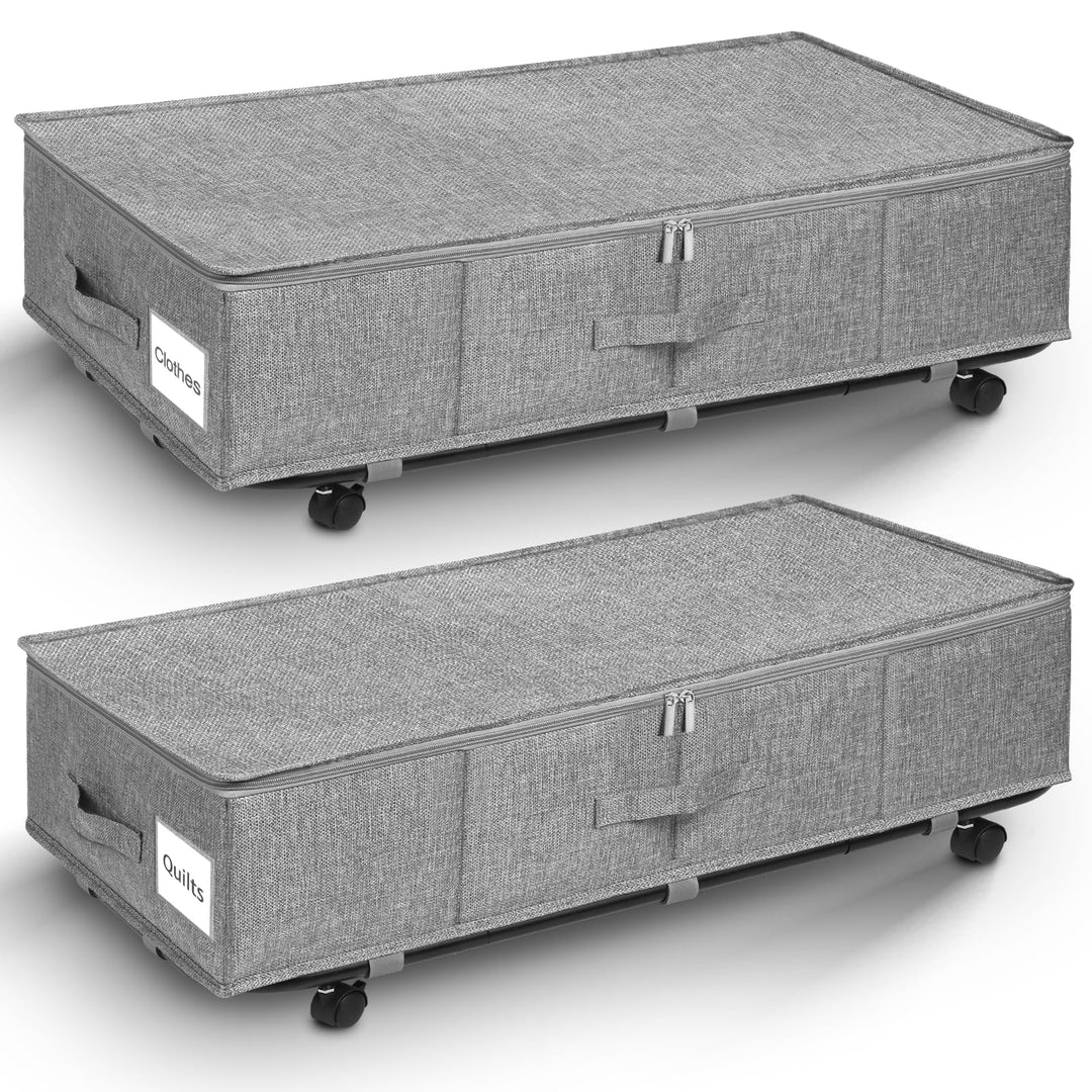 Unterbettkommode mit Rollen 360°Drehung, Unterbett Aufbewahrungsbox gross 50L mit 3 Griffe, Aufbewah