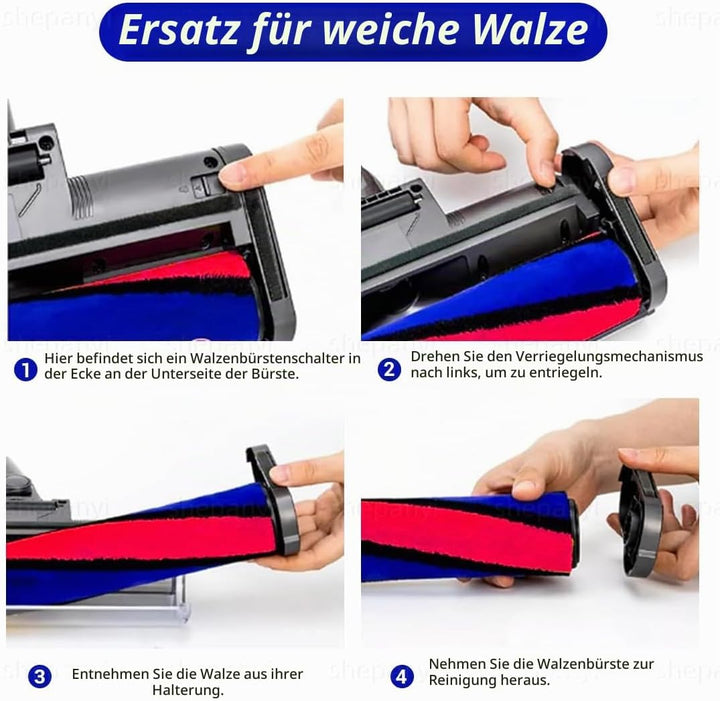 LED-beleuchtete Soft-Roller-Bodendüse, Bürstenkopf kompatibel mit Dyson V7/V8/V10/V11/V15 Staubsauge