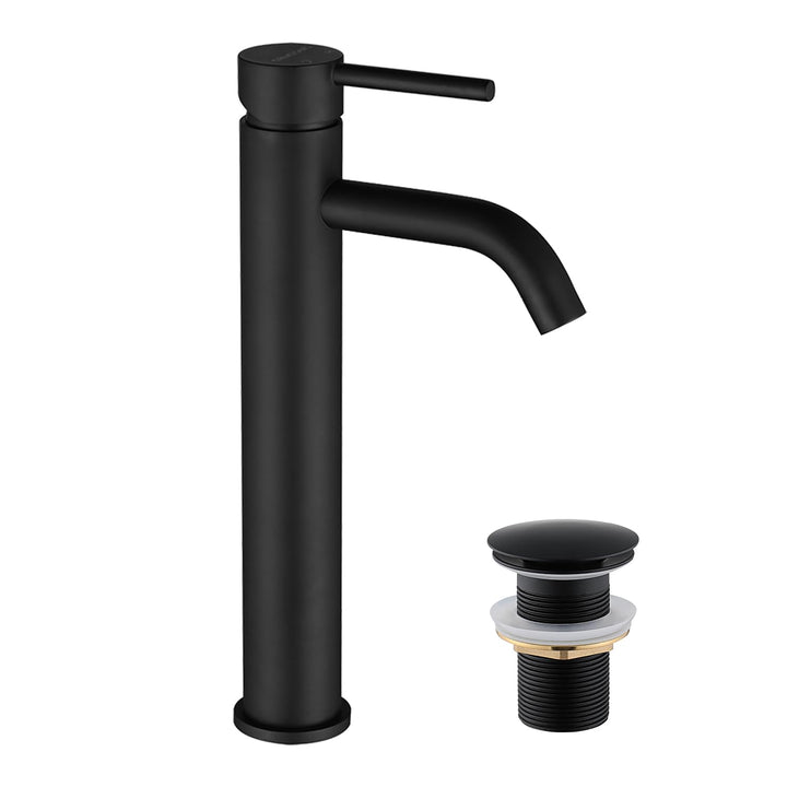 Decaura Wasserhahn Bad Hoch mit G1' 1/4 pop-up Ablauf, Mischbatterie Aufsatzwaschbecken mit pop up V