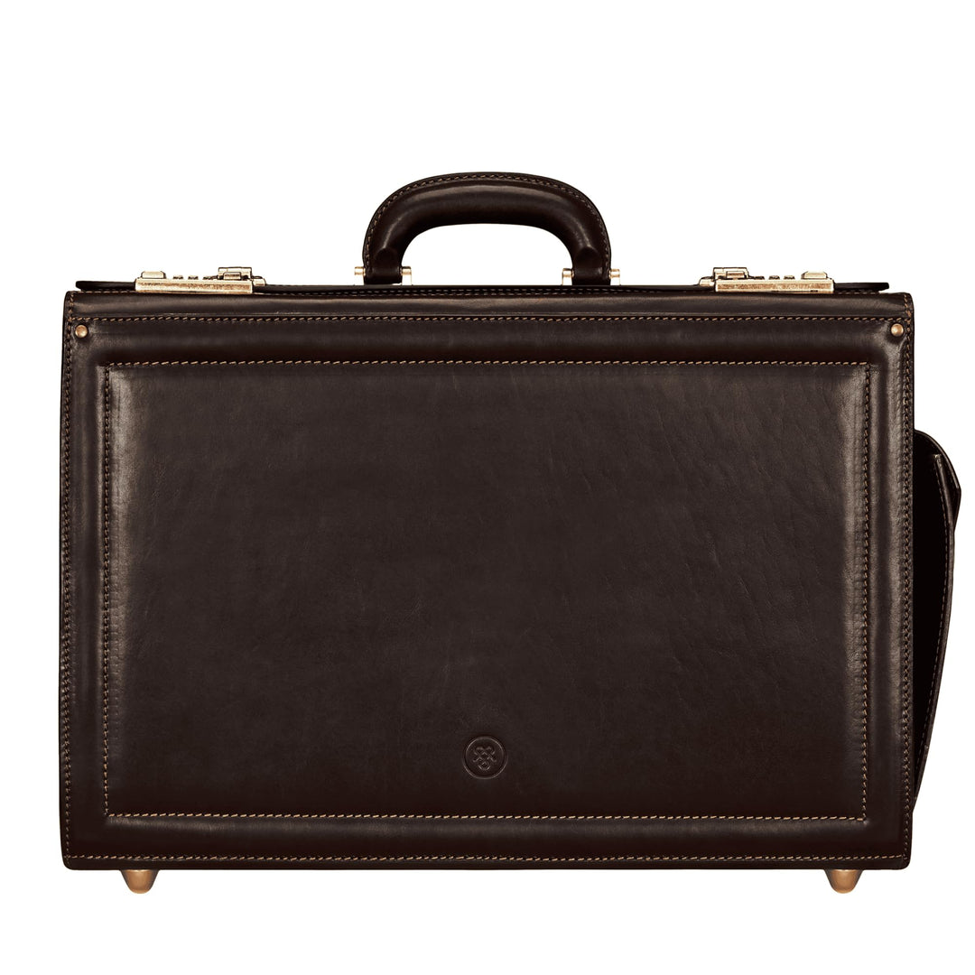 Maxwell-Scott Handgefertigter Luxus Leder Pilotenkoffer Varese in Dunkelbraun, Dunkelbraun