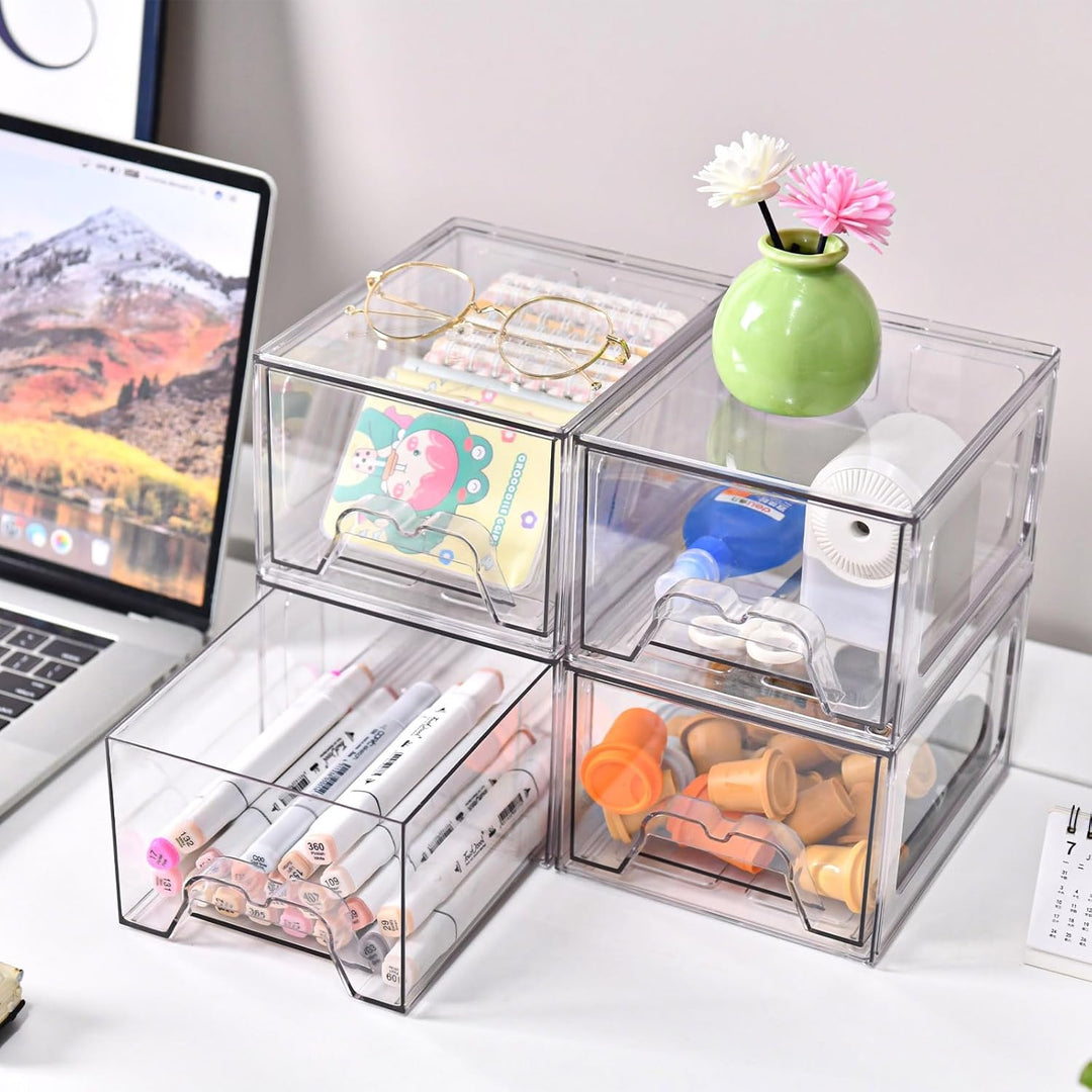 Stebopum Acryl Kosmetik Organizer, Transparent Schminktisch Organizer für Schublade,Stapelbare Schub