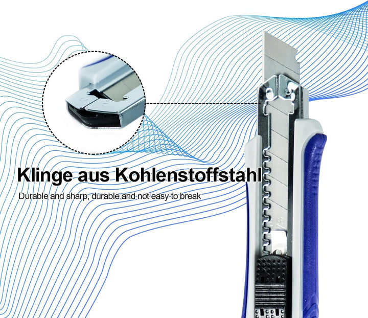 SALI Cuttermesser Set [12 Stück] aus Aluminium für,Allzweckmesser mit Gummigriff,Robuste Teppichmess