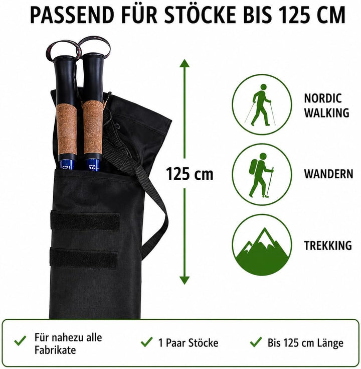 ON|TRACK Stocktasche aus Nylon mit Tragegurt für 1 Paar Nordic Walking Stöcke Wanderstöcke