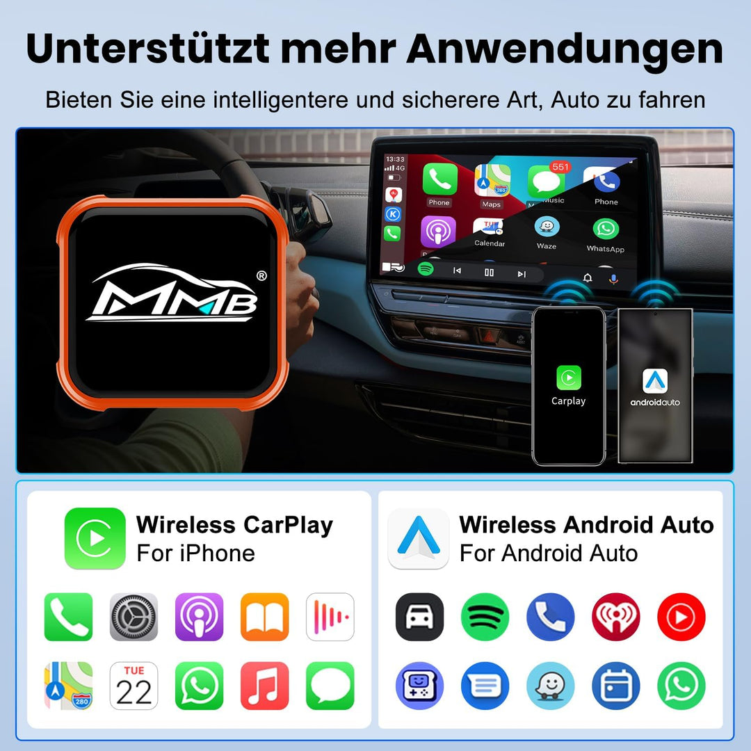 MMB Wireless CarPlay Adapter, kabelgebundenes Mühelos In kabelloses CarPlay um,Geeignet Für Fahrzeug