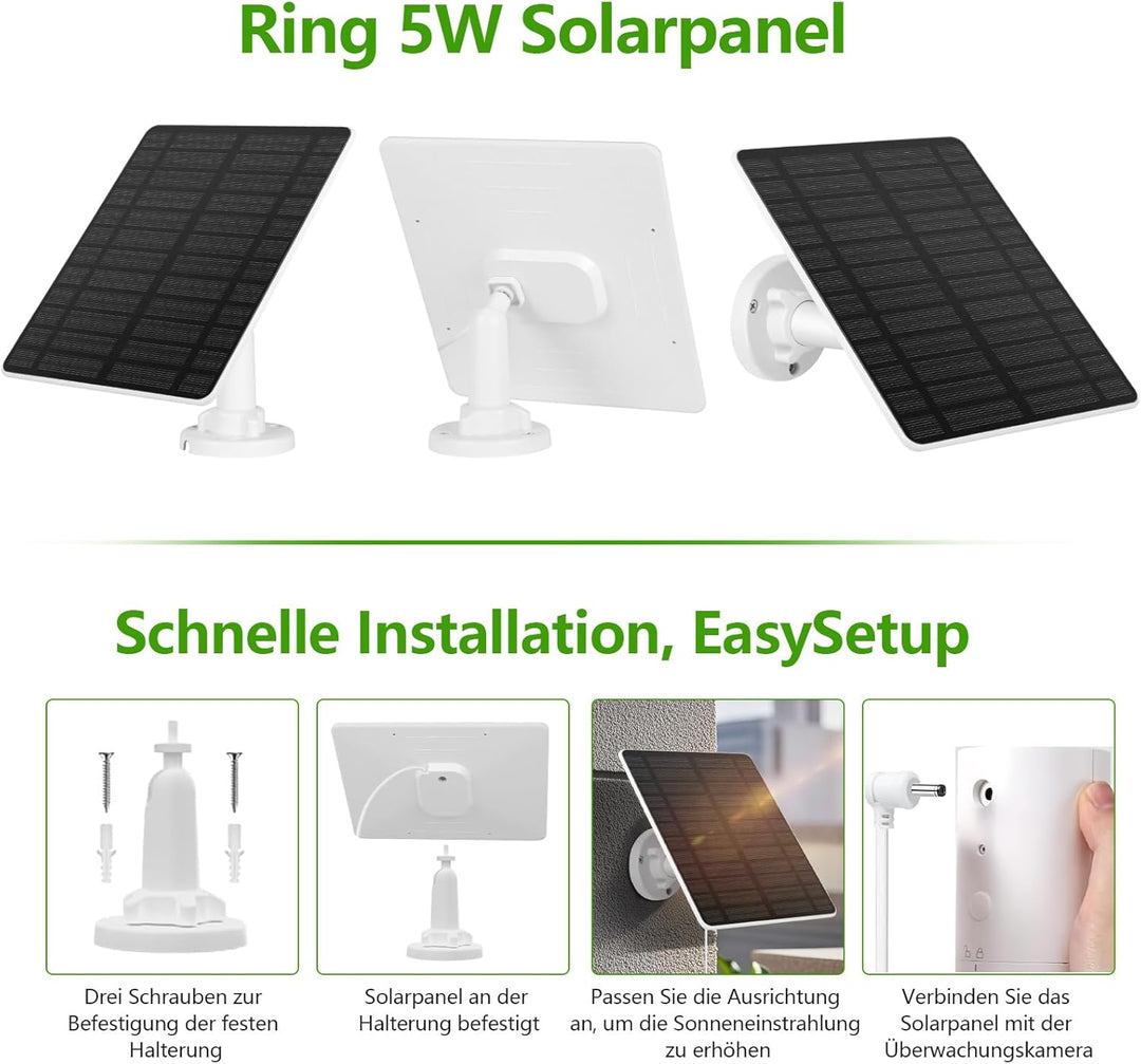 Solarmodul für Ring Kamera 2PCS, GuKKK 5W Kamera Solarpanel kompatibel mit Ring Spotlight Cam/Pro/Pl