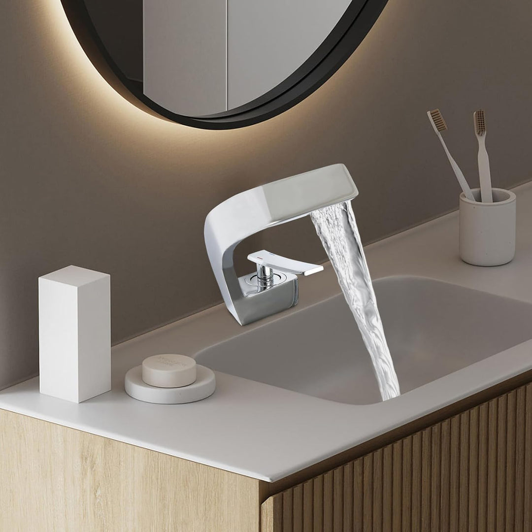 bad wasserfall armatur waschtischarmatur modern Design badezimmerarmatur elegant für Waschtischarmat
