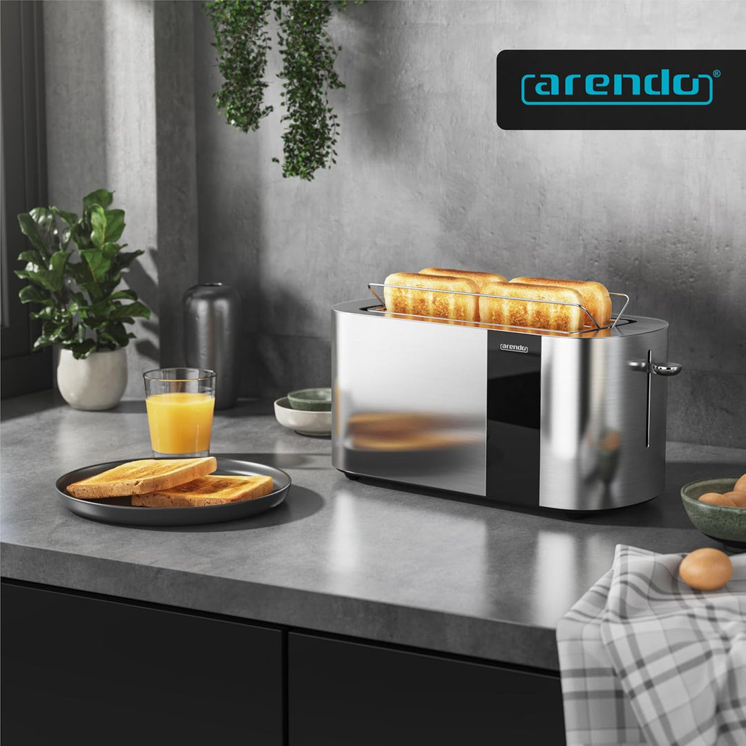 Arendo - Edelstahl Toaster 4 Scheiben Langschlitz - Touchscreen – Doppelwandgehäuse – 1500 W – Integ