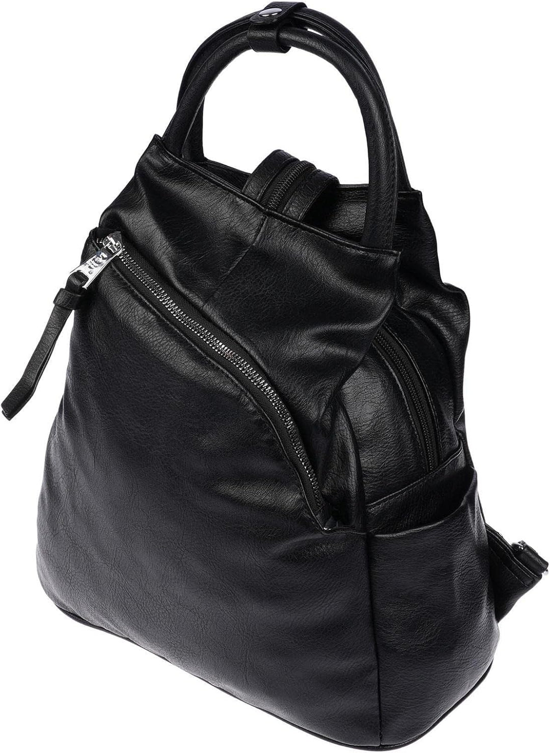 Christian Wippermann grosser Damen City Rucksack Tasche Body Bag Leder Optik Schultertasche Schwarz,