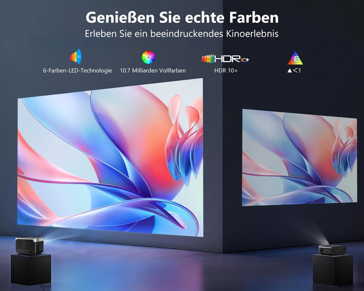 LED Beamer 4K Tragbarer Heimkino, 2026 CWEUG Smart Beamer mit YouTube, Android OS, DB Audio, NFC, Au