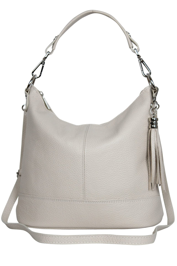 AmbraModa GLX09 - Damen Handtasche Schultertasche Beutel aus Echtleder Beige, Beige