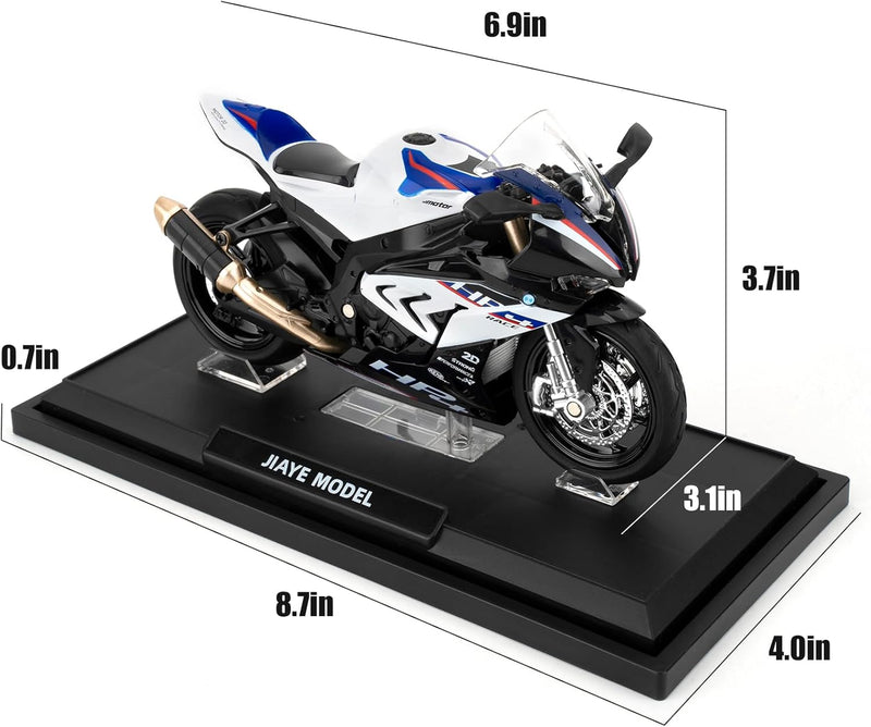 imtfzct 1/12 BMW HP4 Motorrad Modellauto, Spielzeugmotorrad mit Sound und Licht, Mini-Motorrad-Rennw