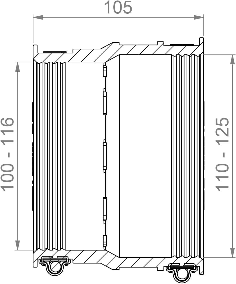 Crassus Adapterkupplung CAC 1252, EPDM / V2A, 1 Stück, 110-125 mm auf 100-115 mm, CRA12054, 110-125