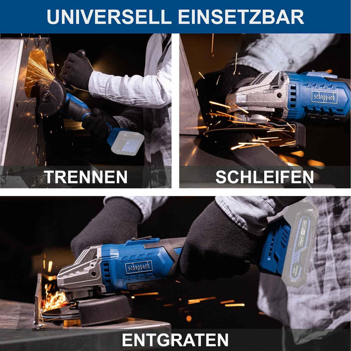 Scheppach Akku Winkelschleifer C-AG125-X | Schleifscheiben-Ø 125mm | Drehzahl 2500‒10000 min-1 in 6
