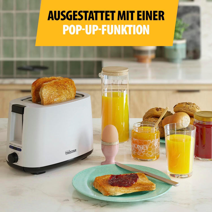 Tristar Toaster, 2 Toastschlitze, 7 Bräunungsstufen, Brötchenaufsatz, Auftaufunktion, Liftfunktion,