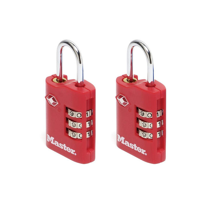 Master Lock 2 TSA-Zahlenschlösser 30mm - Farblich Sortiert, 4686EURT Zahlenschloss, Zahlenschloss
