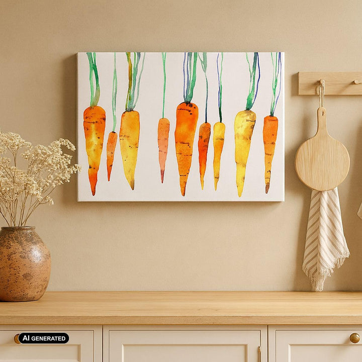 Bilder auf Leinwand 100x70cm Leinwandbild mit Rahmen Karotte Gemüse Gross Wanddeko Bild Schlafzimmer