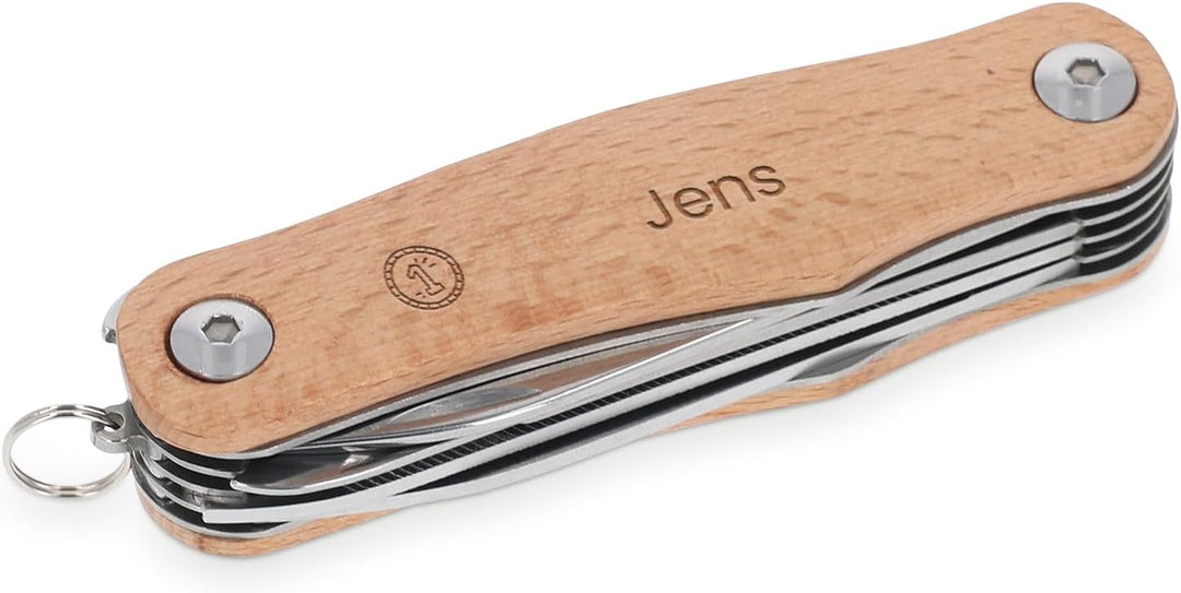 your surprise Personalisiertes Taschenmesser mit Gravur – Taschenmesser aus Buchenholz, personalisie
