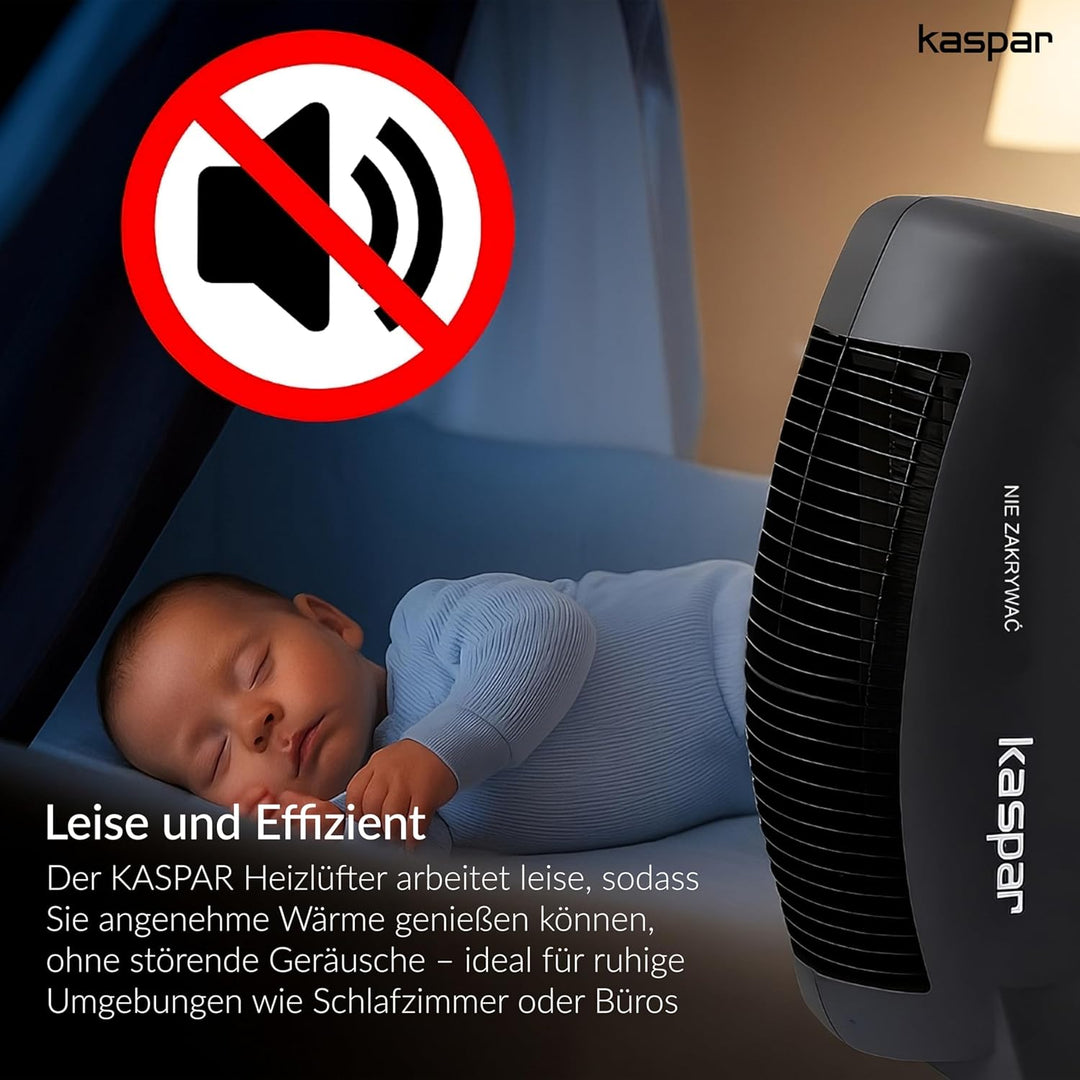 KASPAR Heizlüfter Klein Kompakt Thermoventilator Elektroheizer 1000 W 2000 W Mit Ventilatorfunktion