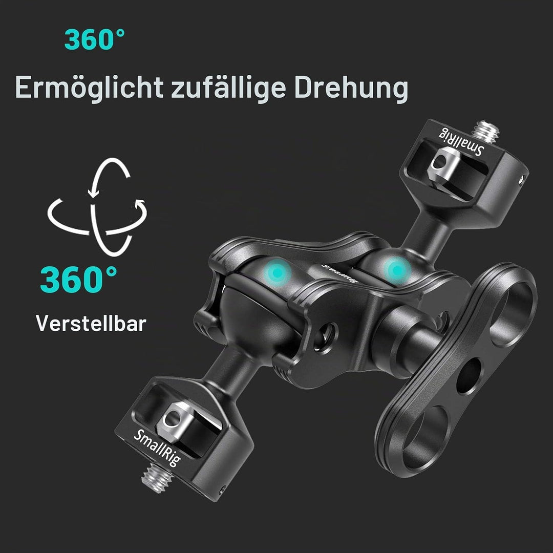 SmallRig Articulating Arm mit doppeltem Kugelkopf von 360° einstellbarem Drehung und mit 1/4 "Schrau