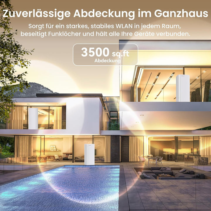 Tenda ME6 Pro Wi-Fi 7 Mesh System, (BE5100 Dual-Band 2,4GHz 688Mbit/s, 5GHz 4323Mbit/s) Breite Abdec